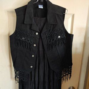 Black Jean Vest with matching long broom skirt VTG